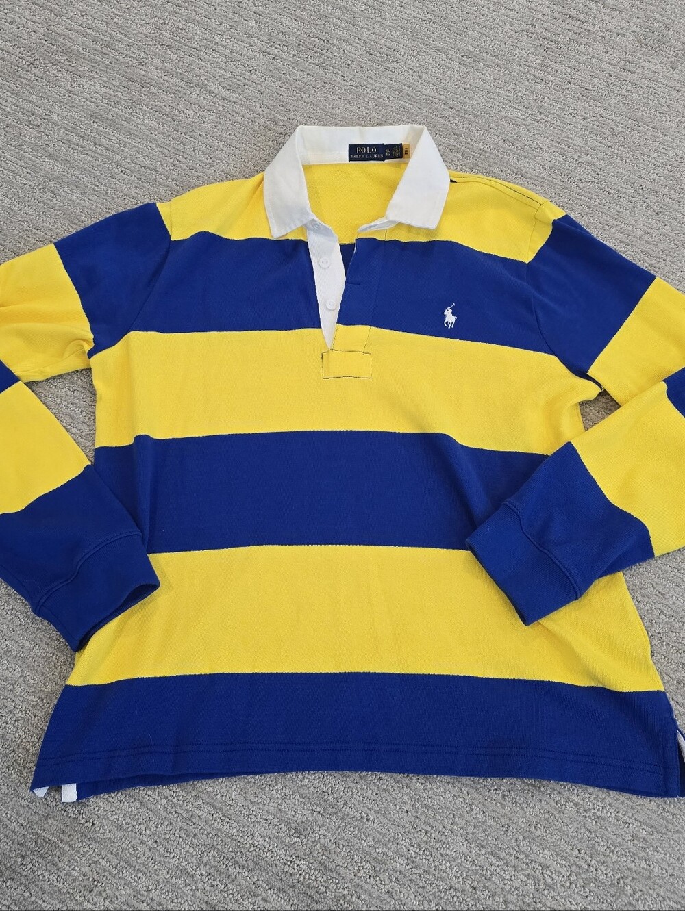 NWOT Polo Ralph Lauren Yellow and Blue Striped Rugby Polo Long Sleeve